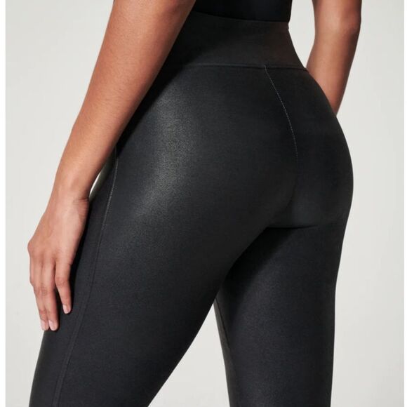 Spanx Faux Leather Leggings Black Style# 2437 Women's Size XSP Compression - Picture 1 of 5